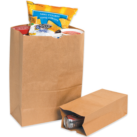 7 <span class='fraction'>3/4</span> x 4 <span class='fraction'>3/4</span> x 16" Kraft Grocery Bags