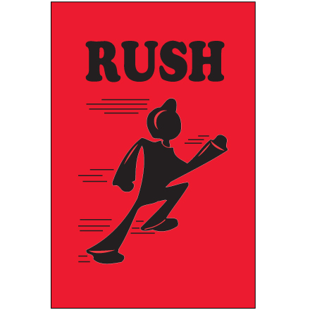 2 x 3" - "Rush" (Fluorescent Red) Labels