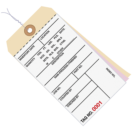 6 <span class='fraction'>1/4</span> x 3 <span class='fraction'>1/8</span>" - (5000-5499) Inventory Tags 3 Part Carbonless #8 - Pre-Wired