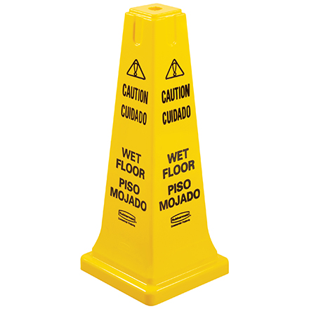 Wet Floor Safety Cone - 4-Sided Multilingual Cone